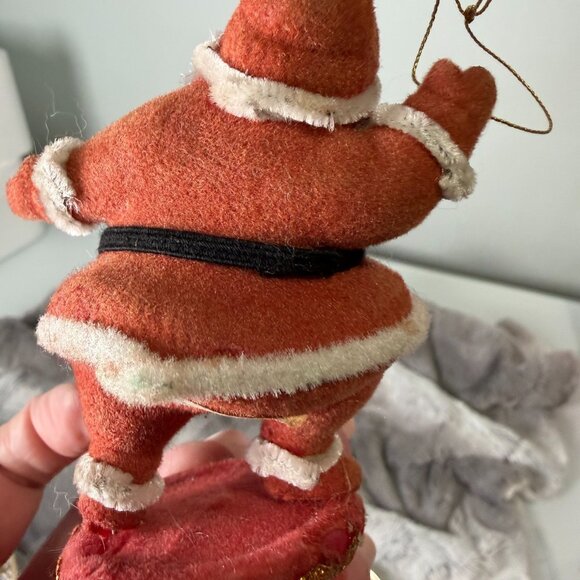 VTG Mr. Christmas Santa Claus Flocked Dancing on Drum Ornament 1972 - Picture 9 of 16